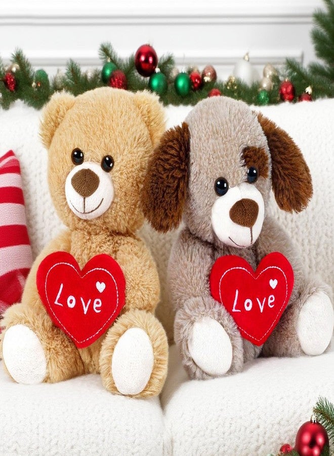 SNOWOLF Small Puppy Dog Stuffed Animals Cute I Love You Soft Plush Toy Holding Red Heart for Baby Shower Kids Girls Girlfriend Christmas Valentine's Day, Wedding, Anniversary, Birthday, Brown - Image 4